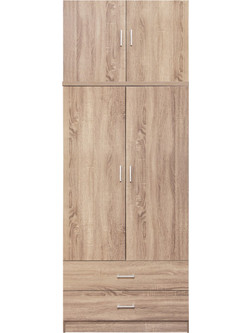 HomeMarkt Δίφυλλη Ντουλάπα Ρούχων με Πατάρι Sonoma 80x42x241cm HM11222.02