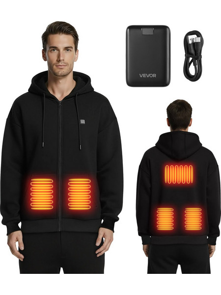 VEVOR Θερμαινόμενη Unisex Ζακέτα Φούτερ για Χειμερινές Δραστηριότητες, Μέγεθος XXL JRWYDDLLSZXXIZ1UK001V9