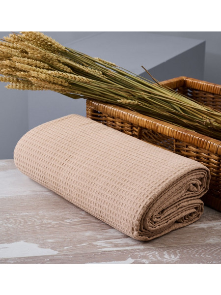 Κουβέρτα Μονόχρωμη Πικέ Summer Line CVC - L. Beige, 265x280