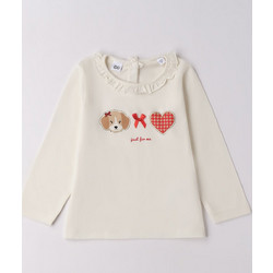 Ido Μπλούζα Ls Ruffle Neck T-Shirt 4F307-00-0112-487845 Εκρού Κορίτσι