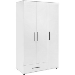 Ντουλάπα ρούχων Bianco Megapap τρίφυλλη με συρτάρια χρώμα λευκό 103x52x187εκ