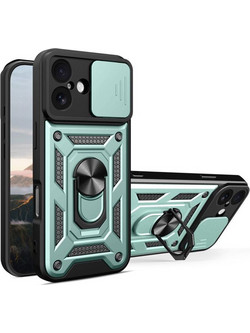 Θήκη Κινητού TechSuit CamShield Αντικραδασμική (Armor - Shockproof ) με ενσωματωμένη βάση-δαχτυλίδι και κάλυμμα καμερών για APPLE IPHONE 17 ΣΚΟΥΡΟ ΠΡΑΣΙΝΟ