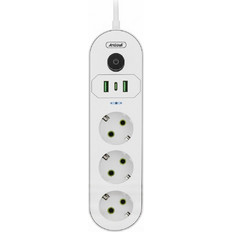 Πολύπριζο 3 Θέσεων Με USB, Διακόπτη Και Προστασία Υπέρτασης 2m Andowl Q-PX360