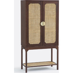 Έπιπλο μπαρ με καπλαμά καρυδιάς και ψάθα