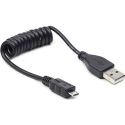 CABLEXPERT COILED MICRO USB CABLE 0.6m BLACK