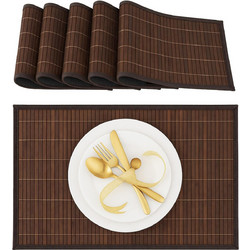 Σουπλά Relaxdays Set of 6 Rectangular Bamboo Placemats από Μπαμπού 45 x 30 cm 6 Τεμάχια - Brown (10020505_93)
