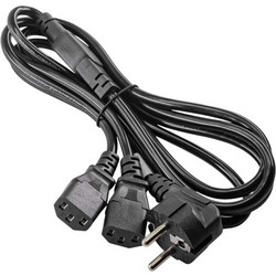 Καλώδιο ρέυματος διπλό Y CCA 3x0.5mm CEE 7/7 / 2x IEC C13 1.8 m (Akyga AK-PC-04A)