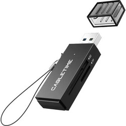 CABLETIME card reader CT-ASD3-PB για SD & micro SD, USB, 5Gbps, μαύρο