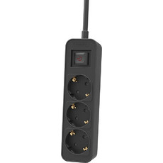 Philips Philips CHP2134B/GRS Πολύμπριζο 3 Θέσεων με Διακόπτη & Παιδική Προστασία, Καλώδιο 1,5 m (Μαύρο)