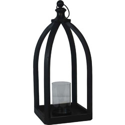Φανάρι Nizar 028416 20x20x50cm Black Ξύλο,Γυαλί