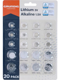 Grundig 2x CR1620 / 2x CR2016 / 2x CR2025 / 2x CR2032 / 2x LR41 / 2x LR43 / 1x LR44 / 1x LR48 / 1x LR54 / 1x LR60 / 2x LR66 20τμχ