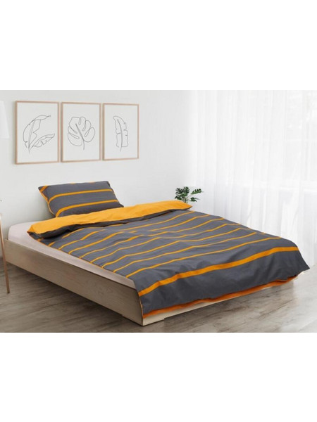 Σετ Μονή Παπλωματοθήκη & Μαξιλαροθήκη Heinner Home από βαμβάκι 144TC, με διαστάσεις 150x200cm - Γκρι/Πορτοκαλί