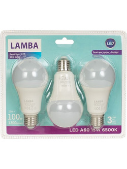 Λαμπτήρες LED E27 15W (A60) 3 τμχ. - Λευκό Φως Ημέρας