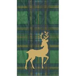 Χαρτοπετσέτες Guest Reindeer Tartan Green 10.8x19.8cm Caspari (15 Tεμάχια)