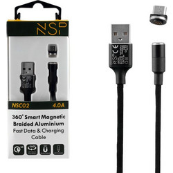 8266553 NSP MICRO USB ΦΟΡΤΙΣΗΣ-DATA MAGNETIC BRAIDED NSC02 4.0A QC 3.0 1.2m BLACK