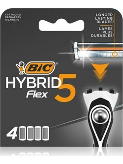 BIC Hybrid Flex 5 Ανταλλακτικά Ξυραφάκια με 5 Λεπίδες & Λιπαντική Ταινία 4τμχ
