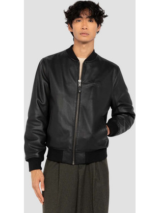 Schott LCBOMBBASIC Ανδρικό Μπουφάν Δερμάτινο Μαύρο LCBOMBBASIC-BLACK