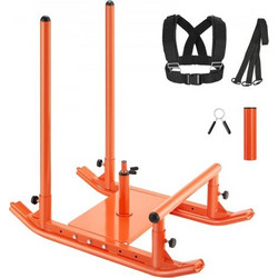 VEVOR Weight Sled, Steel Power Sled, Fitness Strength Training Sleds for Athletic Exercise Improvement Speed, Workout Fitness Equipment with Handle, Συμβατό με πλάκες βάρους 25/51 mm, Πορτοκαλί