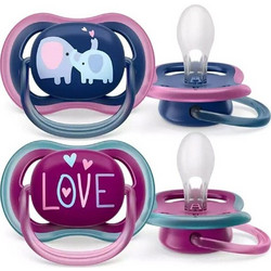 Philips Avent Ultra Air Ανατομικές Ορθοδοντικές Πιπίλες Σιλικόνης 18m+ Elephant Love Pink 2τμχ SCF349/19