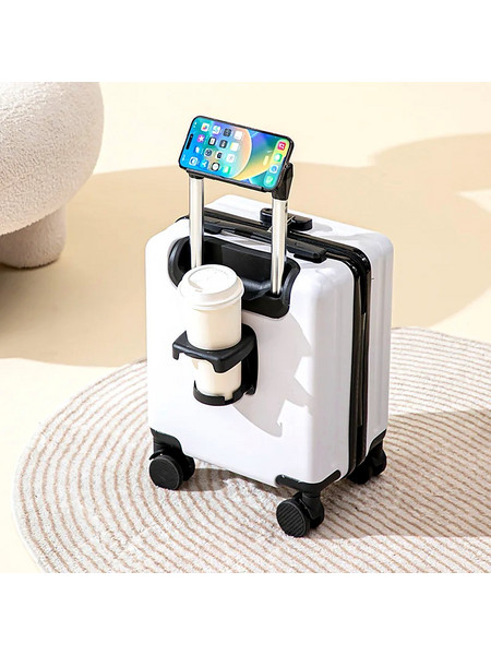 Βαλίτσα Καμπίνας Carry-On - Μ40xΠ30xΥ20cm - ABS+PC Υλικό - 8x Ροδάκια Spinner 360 - Με Θήκη Κινητού & Ποτηροθήκη - Άσπρο