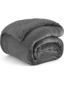 1+1 Δώρο Κουβέρτα Υπέρδιπλη Flannel Sherpa 220x240 Dark Grey KP101