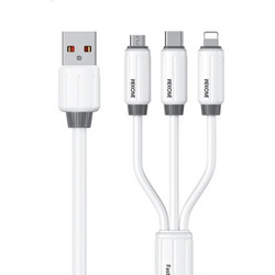 WK WDC-30 Καλώδιο 1.2μ 66W USB σε Lightning/ Type-C/ Micro Fast Charging Data Cable - Λευκό