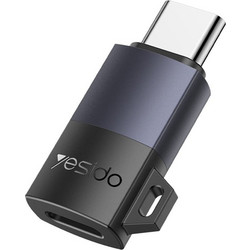 Yesido - Otg Adapter - Lightning To Type-C, 60W, Fast Charging, 480Mpb/s, Aluminum Alloy, Plug&Play - Grey - (GS28)