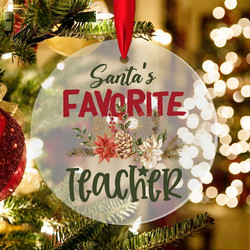 Χριστουγεννιάτικο Στολίδι Δέντρου Plexiglass Santa's Favorite Teacher