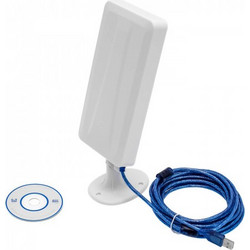 Αδιάβροχη Κεραία Wi-Fi USB 150Mbps και Ενισχυτής Σήματος με Εμβέλεια 1km, Περιστρεφόμενη Βάση και Καλώδιο 5m Λευκή OEM