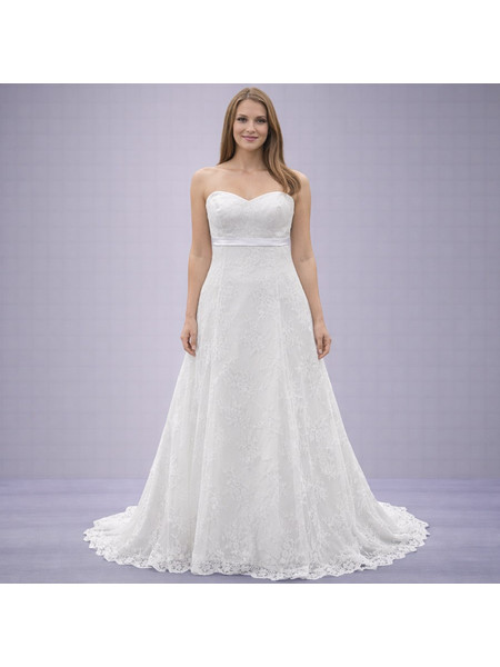Λευκό Νυφικό Strapless Με Δαντέλα & Κορσέ Πλάτης (Size 38-40)
