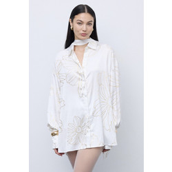 Ciel Concept Gold Lines Πουκάμισο - Λευκό με Χρυσές Γραμμές