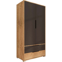 Ντουλάπα Δίφυλλη Flora 469ORN1106 90x45x183cm Oak-Anthracite Δίφυλλη