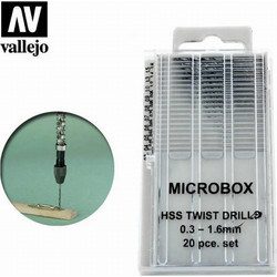 Vallejo - Set of 20 Drill Bits, 0.3-1.6 mm