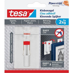 Ρυθμιζόμενο αυτοκόλλητο καρφί Tesa για ευαίσθητες επιφάνειες 2 kg (2 τεμάχια)