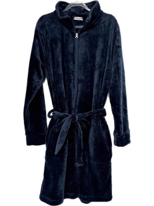 Ρόμπα Unisex Μονόχρωμη Fleece με Φερμουάρ Regular Fit, Μπλε Μαρέν