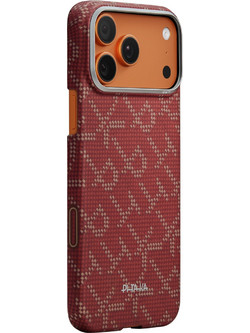 Θήκη Pitaka Ultra-Slim Case για iPhone 17 Pro Max - Monogram Gold/Red (KI1702PTKP)