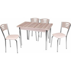 Σετ τραπεζαρίας ROBY 5 τμχ από MDF/μέταλλο σε χρώμα σονόμα 110x70x75