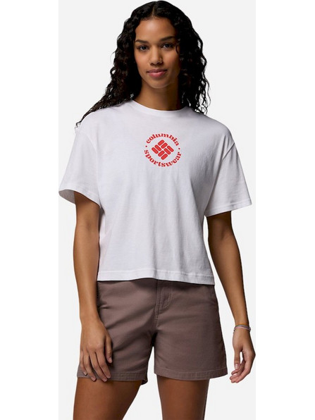 Columbia Γυναικείο T-shirt Rolling Bend(TM) Graphic Relaxed Crop SS Πετρόλ