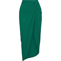 EMERALD ICONIC Ημιδιάφανη φούστα παραλίας με σούρα και σκίσιμο ΣΜΑΡΑΓΔΙ