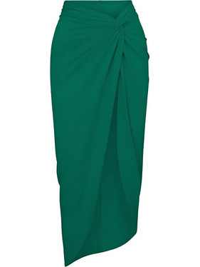 Chicret EMERALD ICONIC Ημιδιάφανη φούστα παραλίας με σούρα και σκίσιμο ΣΜΑΡΑΓΔΙ