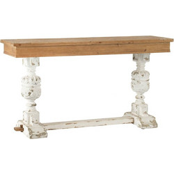 Artekko Console Κονσόλα από Ξύλο Ελάτης σε Λευκή και Φυσική Απόχρωση (150x45x82)cm