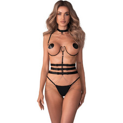 Μαύρο Harness Lingerie Set με Ρυθμιζόμενο Σουτιέν