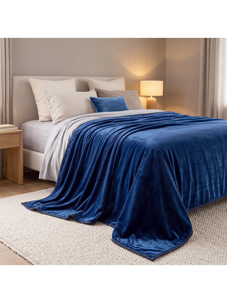 Beauty Home Κουβέρτα μονή Velora Art 12550 100% polyester super soft 550gsm 160x220 Μπλε