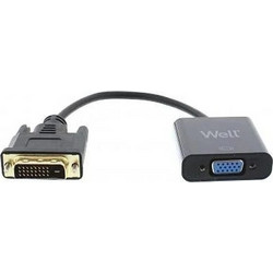 Adaptor cable DVI-D 24+1p M σε VGA F 15cm Well ADAPT-DVIM/VGAF-0.15BK-WL