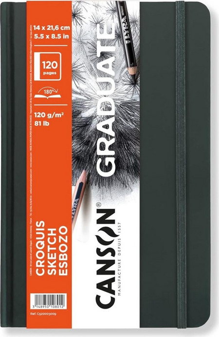 Graduate Canson Sketch Notes Hardcover Book Blue 90gr 14x21.6cm184 pages