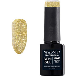 Elixir Semigel 562 Gold Glitter Ημιμόνιμο Βερνίκι Νυχιών 5ml