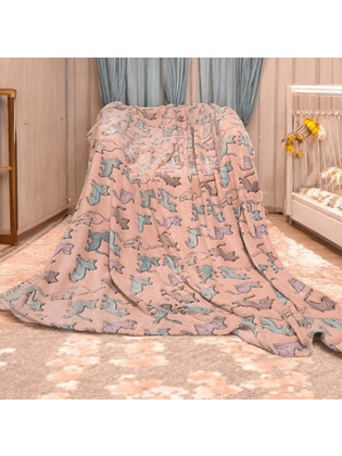 ΚΟΥΒΕΡΤΑ FLEECE ΦΩΣΦΟΡΙΖΕ ΓΑΤΑΚΙΑ ΡΟΖ 150Χ200