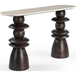 BEATLE ΚΟΝΣΟΛΑ ΚΑΦΕ BEIGE ΜΕ ΟΨΗ ΜΑΡΜΑΡΟΥ 130x35x76cm