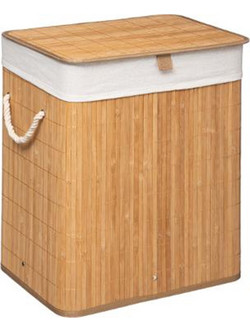 Καλάθι απλύτων Natural pakoworld χρώμα φυσικό-λευκό 40x30x50εκ