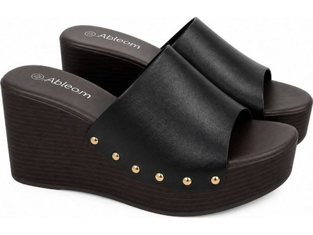 Clogs με φαρδιά φάσα μαύρα